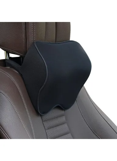 Car Seat Headrest &amp; Neck Support Cushion with Memory Foam - Black