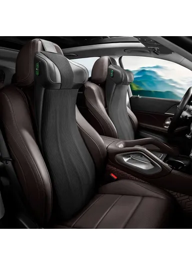 2-in-1 One-piece Fatigue Relief Car Seat Cushion with Electric Massage &amp; Memory Foam Support (W35 x H80)cm LT002 - Black