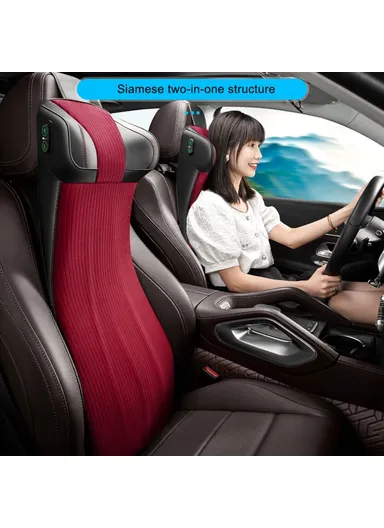 2-in-1 One-piece Fatigue Relief Car Seat Cushion with Electric Massage &amp; Memory Foam Support (W35 x H80)cm LT002 - Black