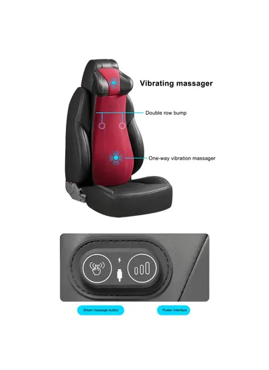 2-in-1 One-piece Fatigue Relief Car Seat Cushion with Electric Massage &amp; Memory Foam Support (W35 x H80)cm LT002 - Black
