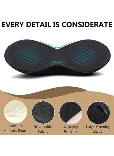 Car Seat Hip / Waist Cushion Mesh Cloth &amp; Memory Foam Breathable Fatigue Relief Seat Cushion - Black