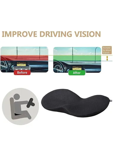 Car Seat Hip / Waist Cushion Mesh Cloth &amp; Memory Foam Breathable Fatigue Relief Seat Cushion - Black