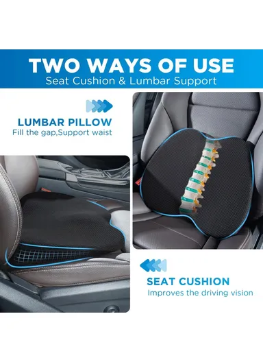 Car Seat Hip / Waist Cushion Mesh Cloth &amp; Memory Foam Breathable Fatigue Relief Seat Cushion - Black