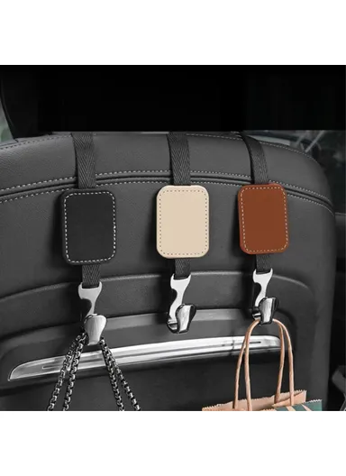 Car Headrest Hook Seat Back Hanger Suede Multifunction Storage Hook Auto Interior Organizer - Black