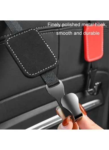 Car Headrest Hook Seat Back Hanger Suede Multifunction Storage Hook Auto Interior Organizer - Black