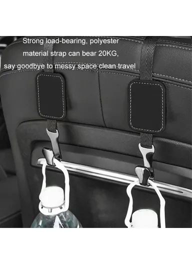 Car Headrest Hook Seat Back Hanger Suede Multifunction Storage Hook Auto Interior Organizer - Black