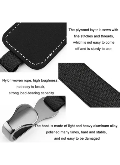 Car Headrest Hook Seat Back Hanger Suede Multifunction Storage Hook Auto Interior Organizer - Black