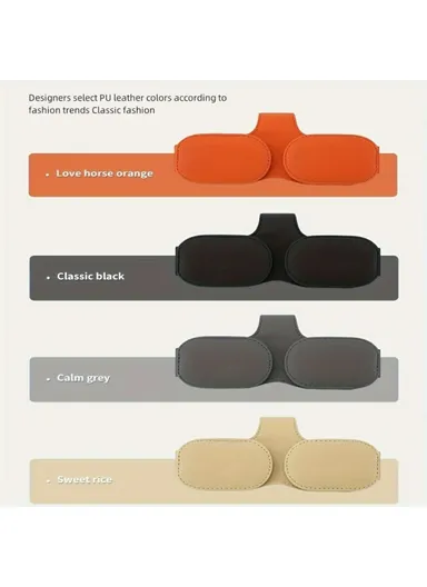 Car Sunglasses Holder Vehicle Visor Clip Magnetic PU Leather Sun Glasses Eyeglass Hanger - Grey