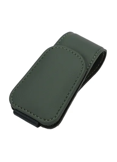 Car Sun Visor Sunglasses Holder Magnetic Microfiber Leather Glasses Eyeglass Hanger for Ticket, Card, Bill - Blackish Green