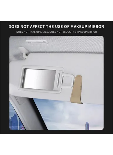 Car Sun Visor Sunglasses Holder Magnetic Microfiber Leather Glasses Eyeglass Hanger for Ticket, Card, Bill - Beige