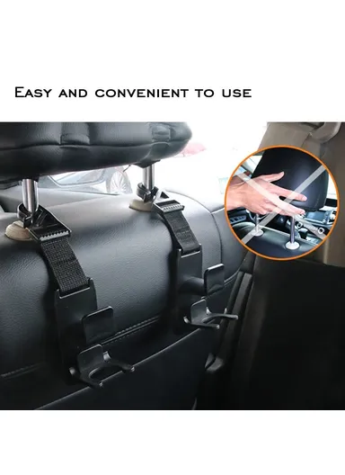 2 Pcs Universal Car Headrest Hooks Auto Back Seat Hanger Easy Installation Storage