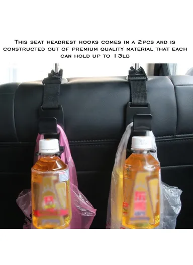 2 Pcs Universal Car Headrest Hooks Auto Back Seat Hanger Easy Installation Storage