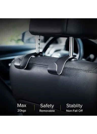 2Pcs Car Seat Headrest Hooks Universal Back Seat Organizer Hanger Storage Hook for Handbag Purse Grocery Bag