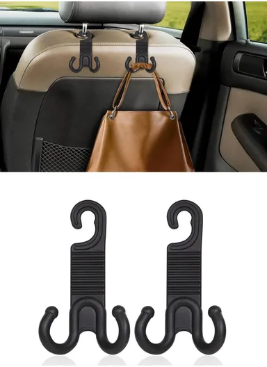 1 Pair Car Seat Bag Hooks Headrest Hanger Holder with Double Hooks
