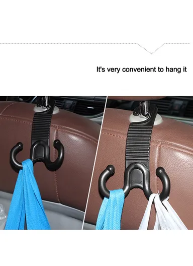 2 Pcs Groceries Storage Headrest Hanger Plastic Car Back Seat Bag Holder Double Hooks