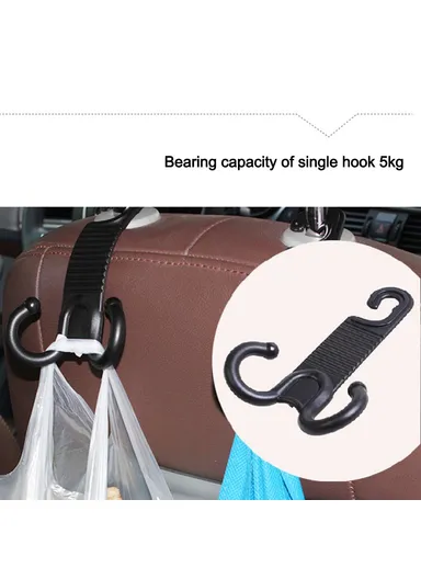 2 Pcs Groceries Storage Headrest Hanger Plastic Car Back Seat Bag Holder Double Hooks