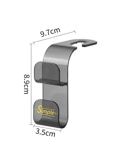 2 Pcs Multi-functional Dual Hook Design Car Seat Hanging Holder - Transparent Black