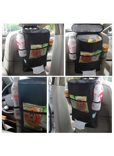 Car Seat Back Cooler Bag Oxford Cloth &amp; Aluminum Foil Insulated Thermal Hanging Storage Organizer