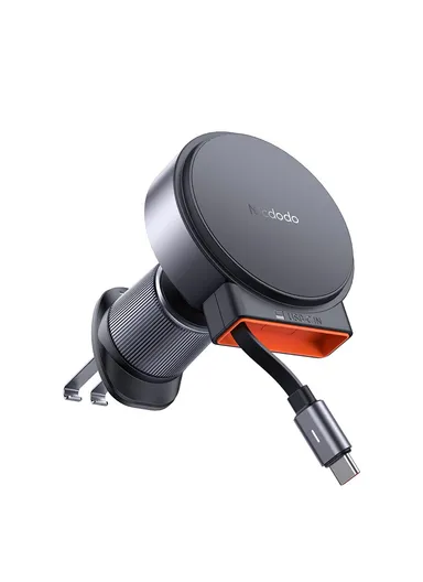 15W Car Air Outlet Magnetic Wireless Car Charger with Built-In Retractable Cable CH-3000