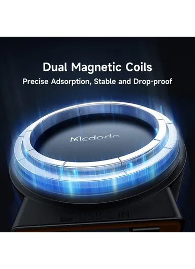 15W Car Air Outlet Magnetic Wireless Car Charger with Built-In Retractable Cable CH-3000