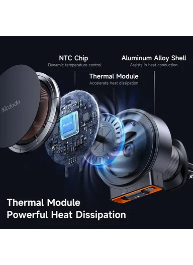 15W Car Air Outlet Magnetic Wireless Car Charger with Built-In Retractable Cable CH-3000