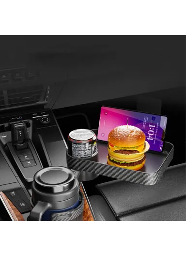 Square Car Tray Removable Large Insulated Cup Coffee Food Container Car Cup Holder AC-2392 - Black