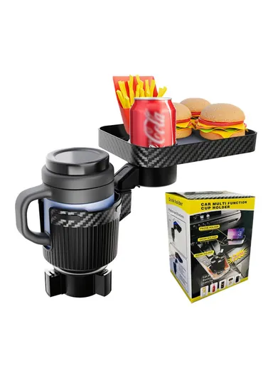 Square Car Tray Removable Large Insulated Cup Coffee Food Container Car Cup Holder AC-2392 - Black