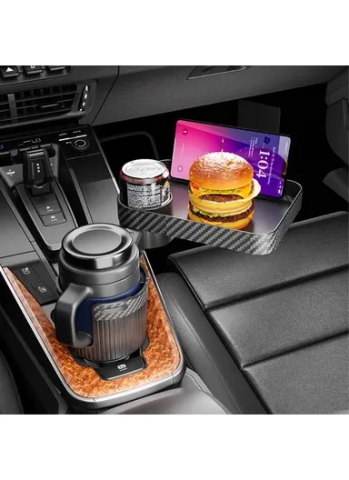 Square Car Tray Removable Large Insulated Cup Coffee Food Container Car Cup Holder AC-2392 - Black