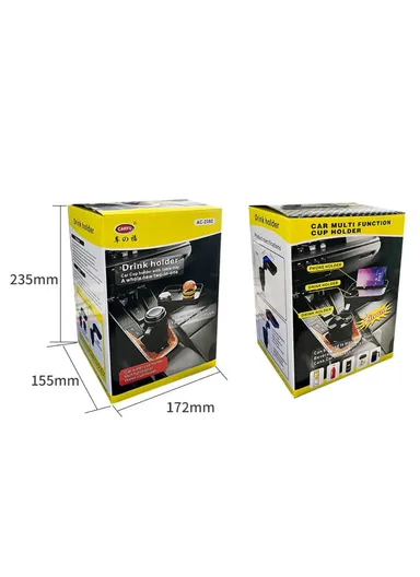 Square Car Tray Removable Large Insulated Cup Coffee Food Container Car Cup Holder AC-2392 - Black