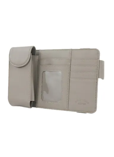 Car Sun Visor Microfiber Leather Storage Bag Driver License Cards Glasses Holder Bag - Grey