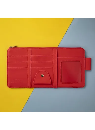 Car Sun Visor Zipper Pocket Storage Bag Microfiber Leather Cards Glasses Phone Holder Bag - Red