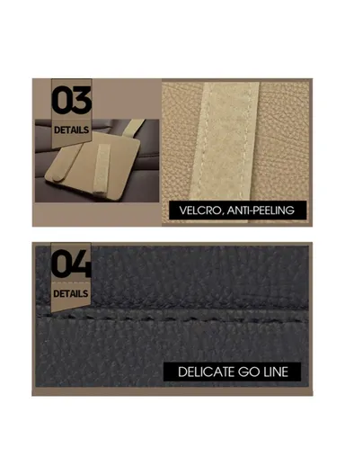 Car Sun Visor Storage Bag PU Leather Cards Bills Driver License Holder Bag (L16.3 x W14.5)cm - Beige 