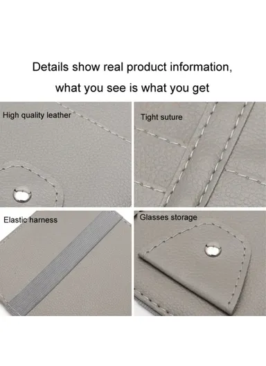 Car Sun Visor Decorative Storage Bag PU Leather Bill Glasses Cards CD Holder Storage Bag - Black