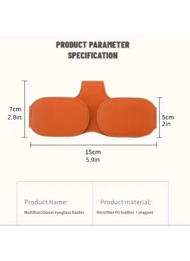 Car Sunglasses Holder Vehicle Visor Clip Magnetic PU Leather Sun Glasses Eyeglass Hanger - Black
