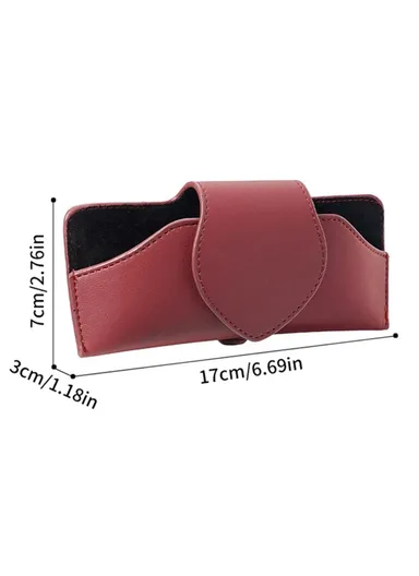 Car Sun Visor Glasses Holder PU Leather Magnetic Flap Sunglasses Clip Case - Brown