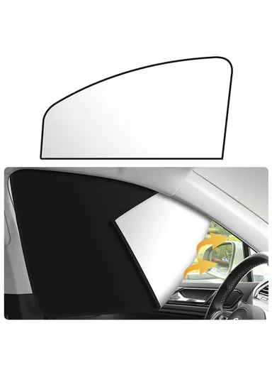 Cloth Magnetic Car Sunshade UV Protection Driver Front Side Window (L80 x W50 x H20)cm- Titanium Silver
