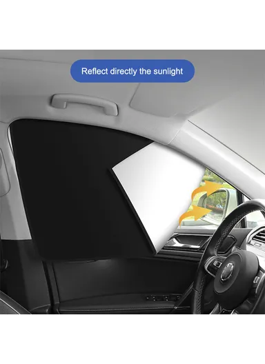 Cloth Magnetic Car Sunshade UV Protection Driver Front Side Window (L80 x W50 x H20)cm- Titanium Silver