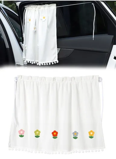Waffle Fabric Car Window Privacy Protection &amp; Sun Shade Curtain- Colorful 5 Sunflowers