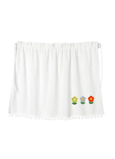 Waffle Fabric Car Window Privacy Protection &amp; Sun Shade Curtain- Green + Blue + Red Flowers