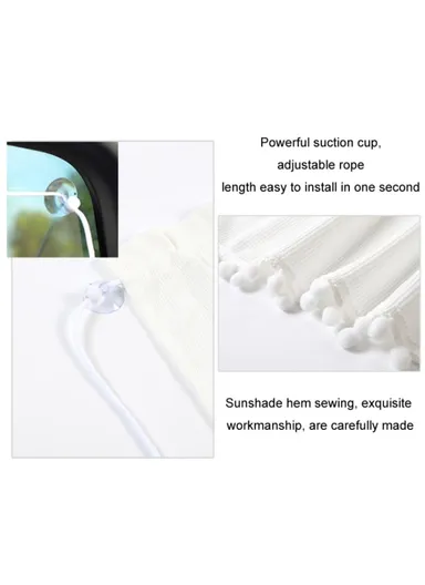 Waffle Fabric Car Window Privacy Protection &amp; Sun Shade Curtain- White