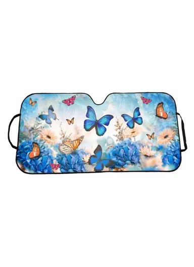 Car Windshield Sunshade Patterns Print UV Protection Front Window Sun Shade (L138 x H70)cm - Colorful Butterfly