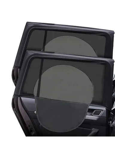 2Pcs Set Anti-mosquito Car Window Mesh Curtain Sun Shade Breathable Window Curtain with Zipper Opening - Rear Window (Left + Right)