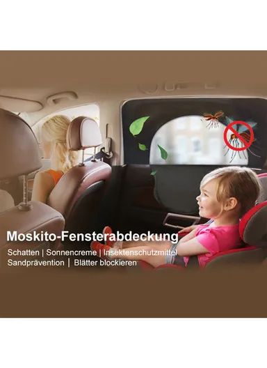 2Pcs Set Anti-mosquito Car Window Mesh Curtain Sun Shade Breathable Window Curtain with Zipper Opening - Rear Window (Left + Right)