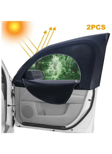 2Pcs Set Anti-mosquito Car Window Mesh Curtain Sun Shade Breathable Window Curtain with Zipper Opening - Front Window (Left + Right)