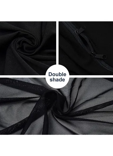 2Pcs Set Anti-mosquito Car Window Mesh Curtain Sun Shade Breathable Window Curtain with Zipper Opening - Front Window (Left + Right)