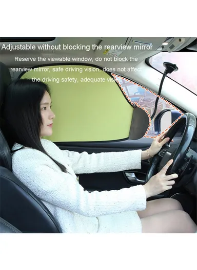 Car Window Sun Shade UV Protection Adjustable Auto Window Shade with Suction Cup (L58 x H36)cm - Black