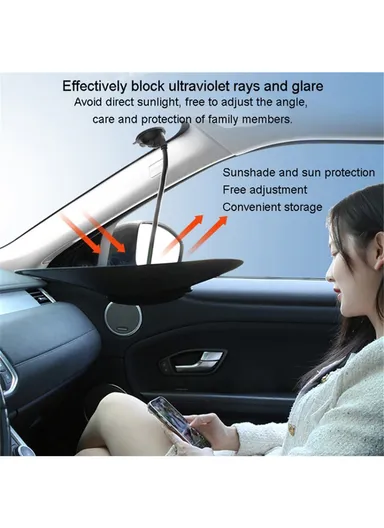 Car Window Sun Shade UV Protection Adjustable Auto Window Shade with Suction Cup (L58 x H36)cm - Black