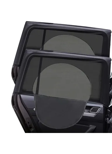 Left + Right Car Rear Window Mesh Curtain Anti-mosquito Sun Shade with Zipper Opening