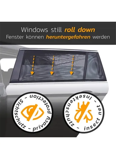 Left + Right Car Rear Window Mesh Curtain Anti-mosquito Sun Shade with Zipper Opening