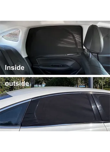 Left + Right Car Rear Window Mesh Curtain Anti-mosquito Sun Shade with Zipper Opening